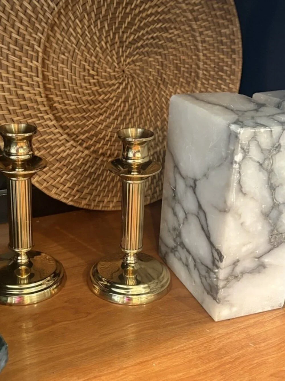 Vintage Brass Candlesticks Pair 6.25” Tall Matching Ribbed Table Mantle Holders